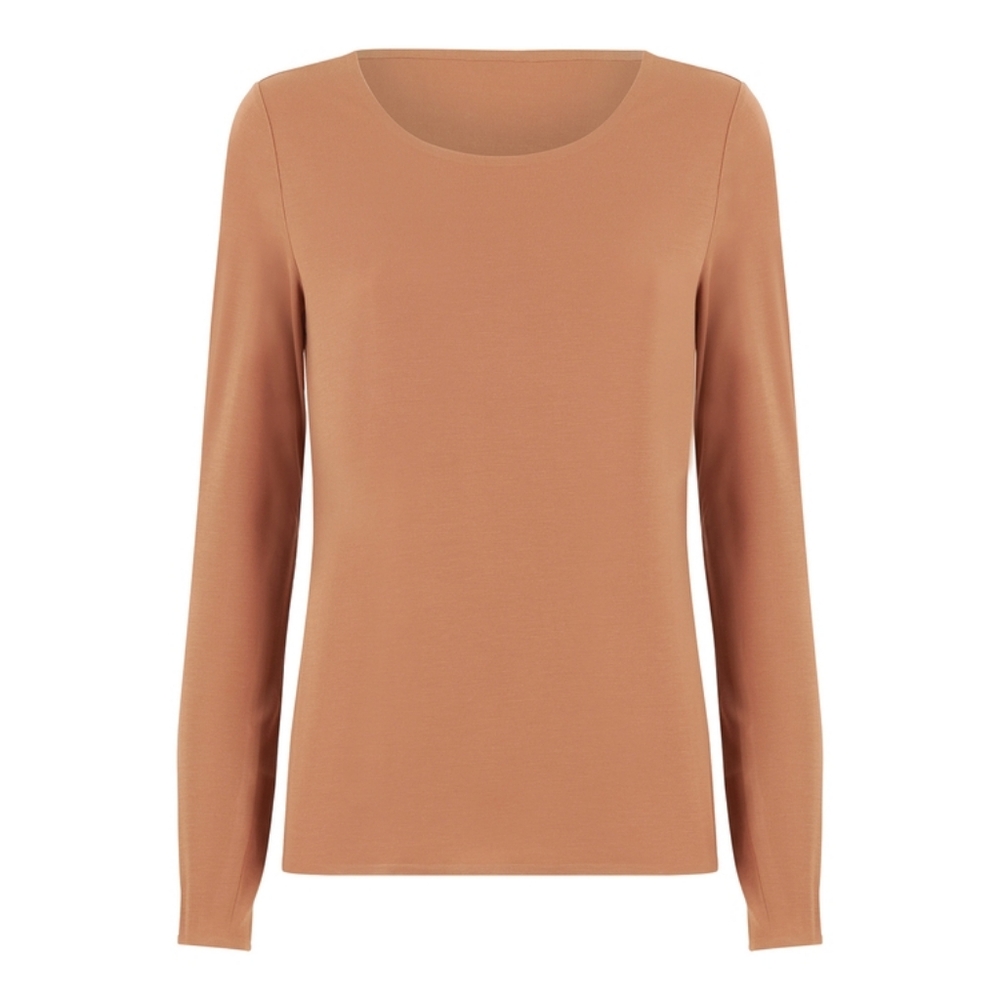 Wolford Jersey Top Long Sleeve Brown Tan Khaki Size Medium